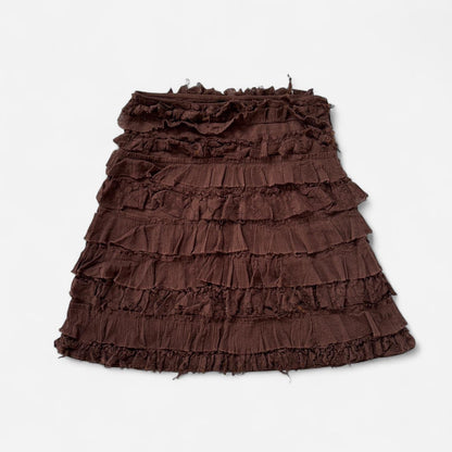 Y2K Ruffly Tiered Cotton Skirt (S)