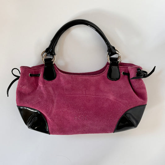 BCBG Pink Suede & Patent Shoulder Bag