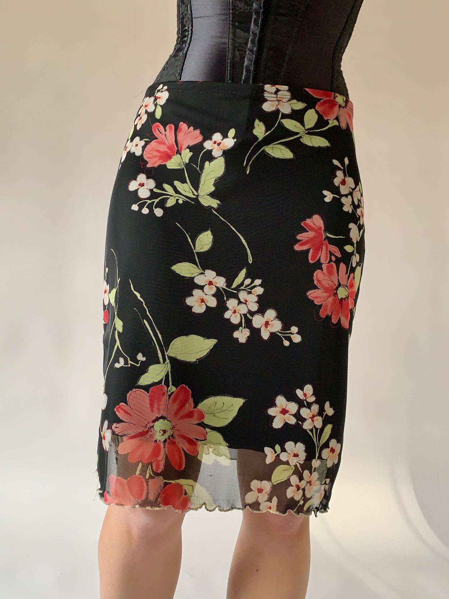 Vintage 1990s Floral Mesh Midi (S/M)