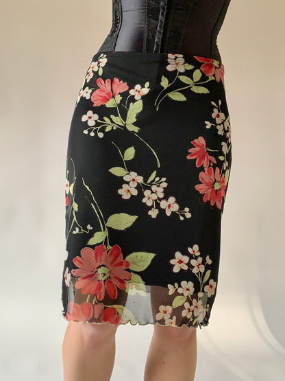 Vintage 1990s Floral Mesh Midi (S/M)