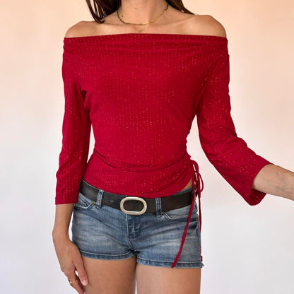 90s Glittery Cowl Neck Top (M)