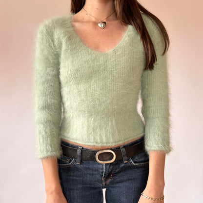 Minty Angora Knit Sweater (S/M)