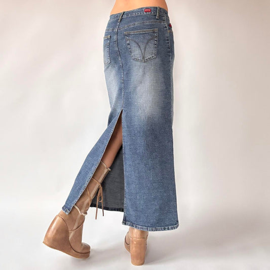 Y2K Denim Maxi Skirt (XS)