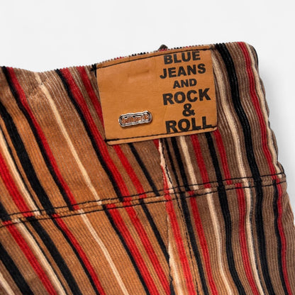 Y2K Stripy Corduroy Lace Up Flares (M/L)
