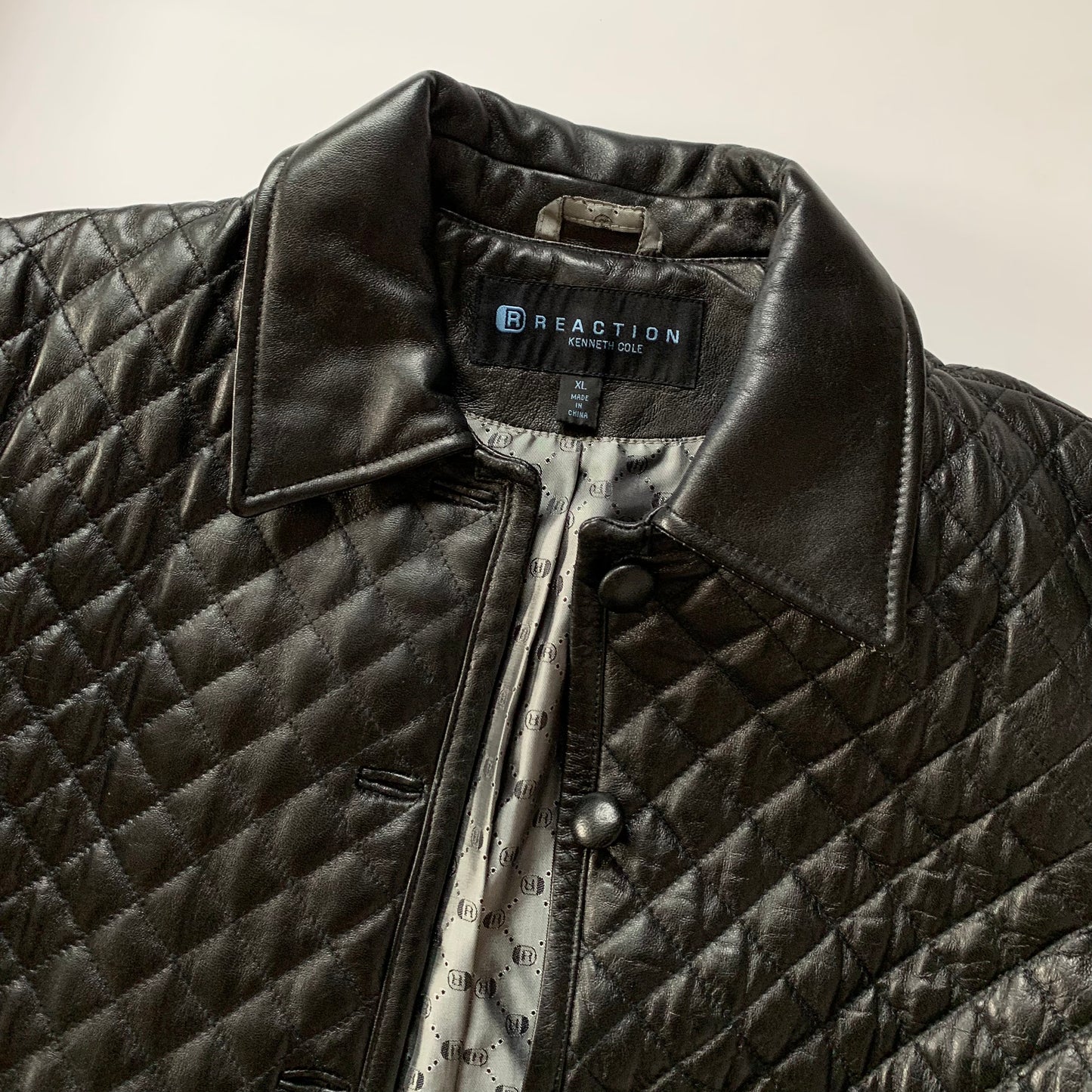 Vintage Quilted Leather Jacket (XL)