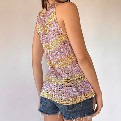 Y2K Crochet Sequin Top (L/XL)