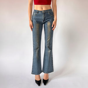 Y2K Glitter Flare Jeans (XS)