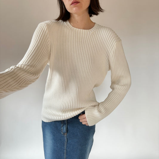 90s Vanilla Ribbed Pullover (M)