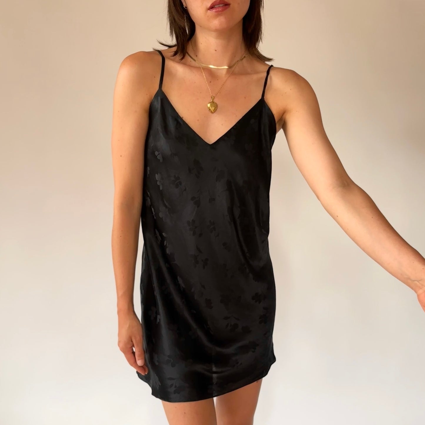 90s Noir Silk Slip (M)