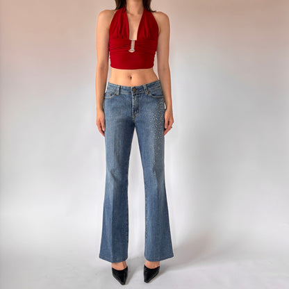 Y2K Rhinestone Embellished Jeans (S/M)