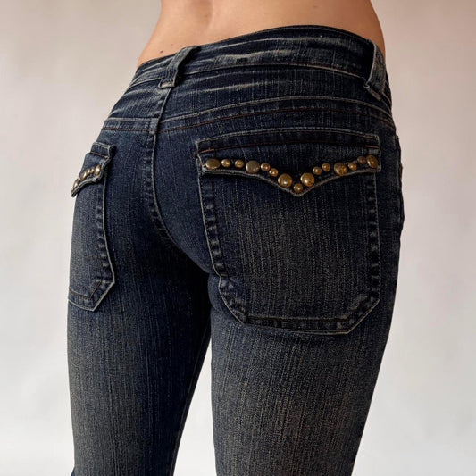 Y2K Low Rise Studded Bootcut Jeans (XXS)