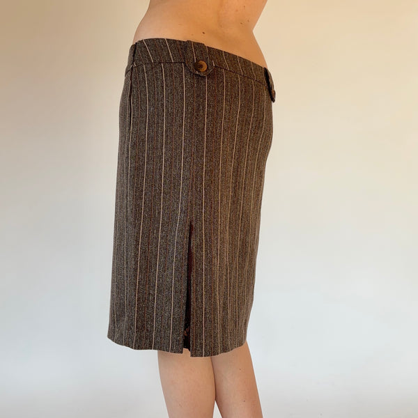 90s Pinstripe & Lace Midi Skirt (S/M)