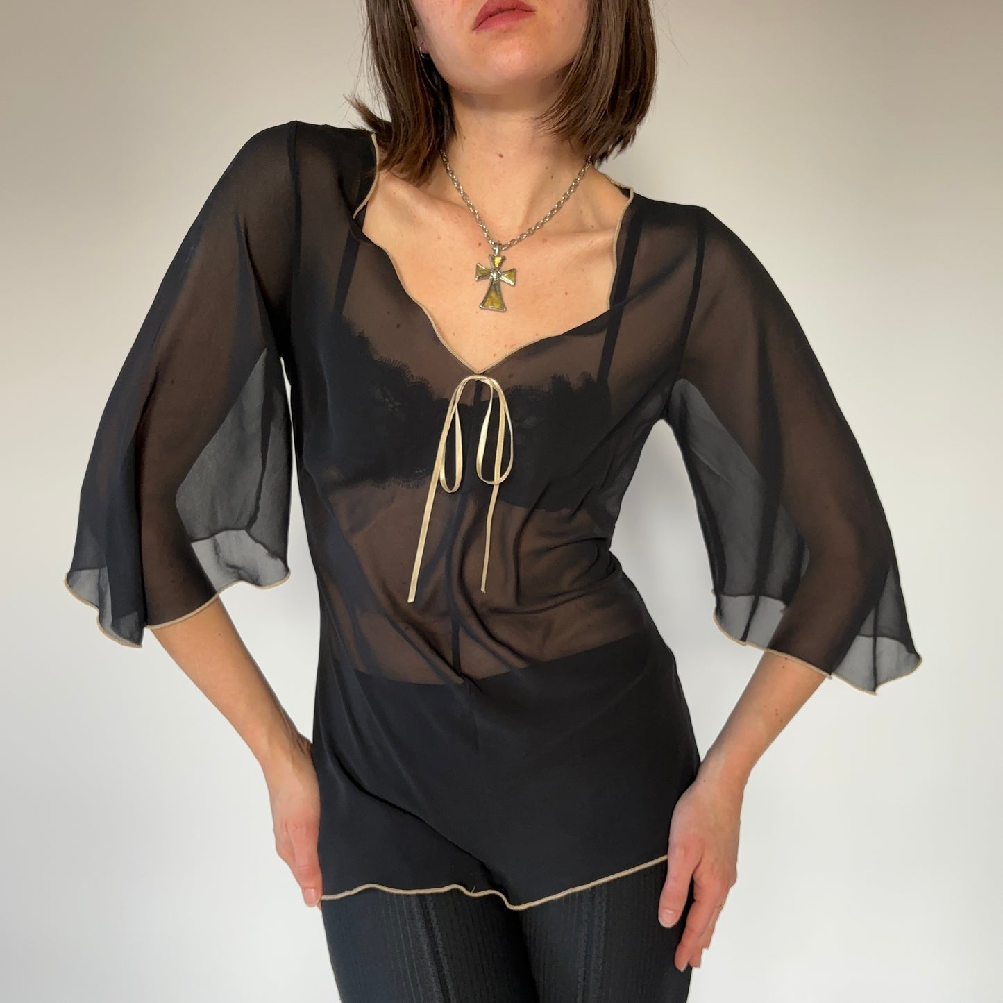 90s Sheer Flowy Top (M)