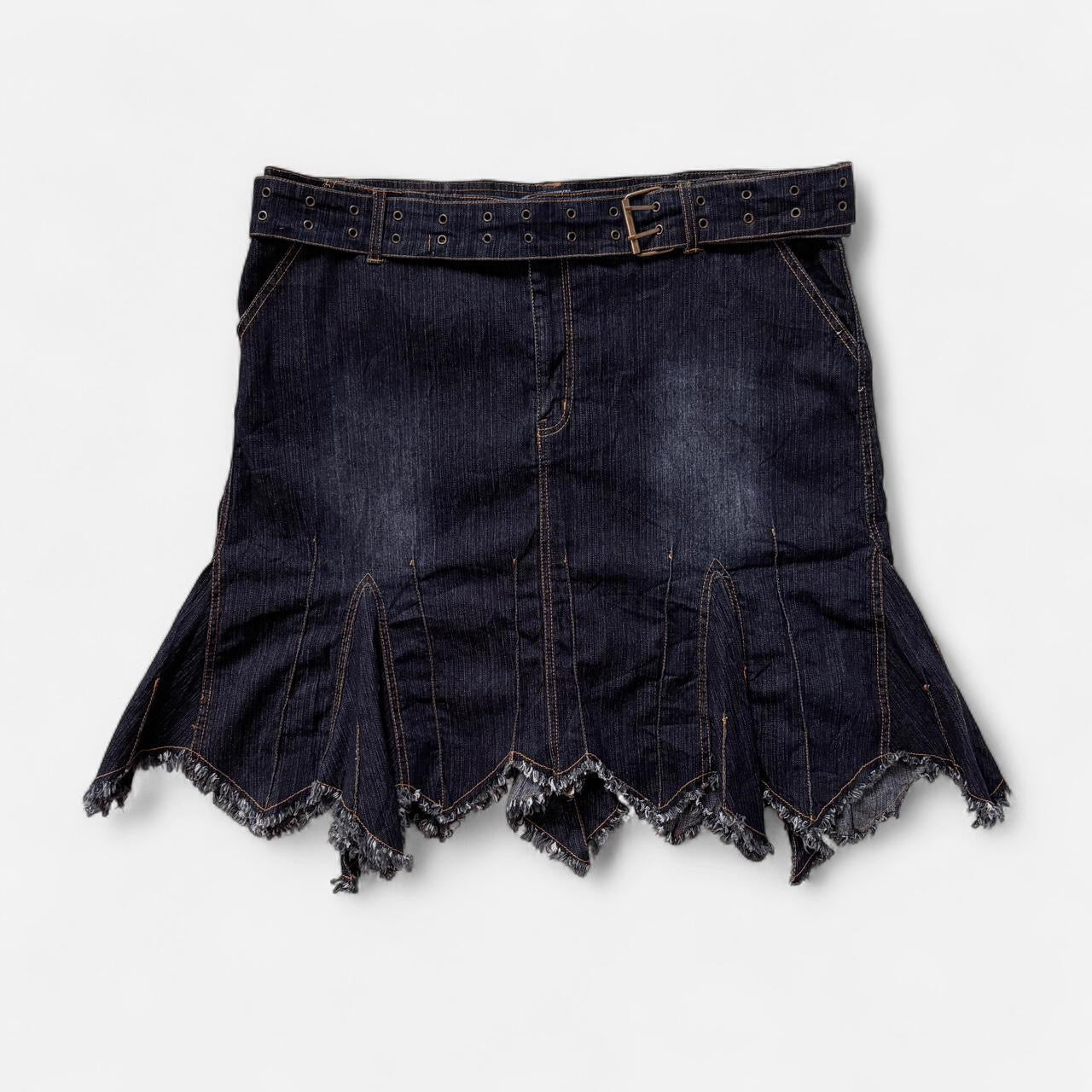 Y2K Belted Denim Midi Skirt (2X)
