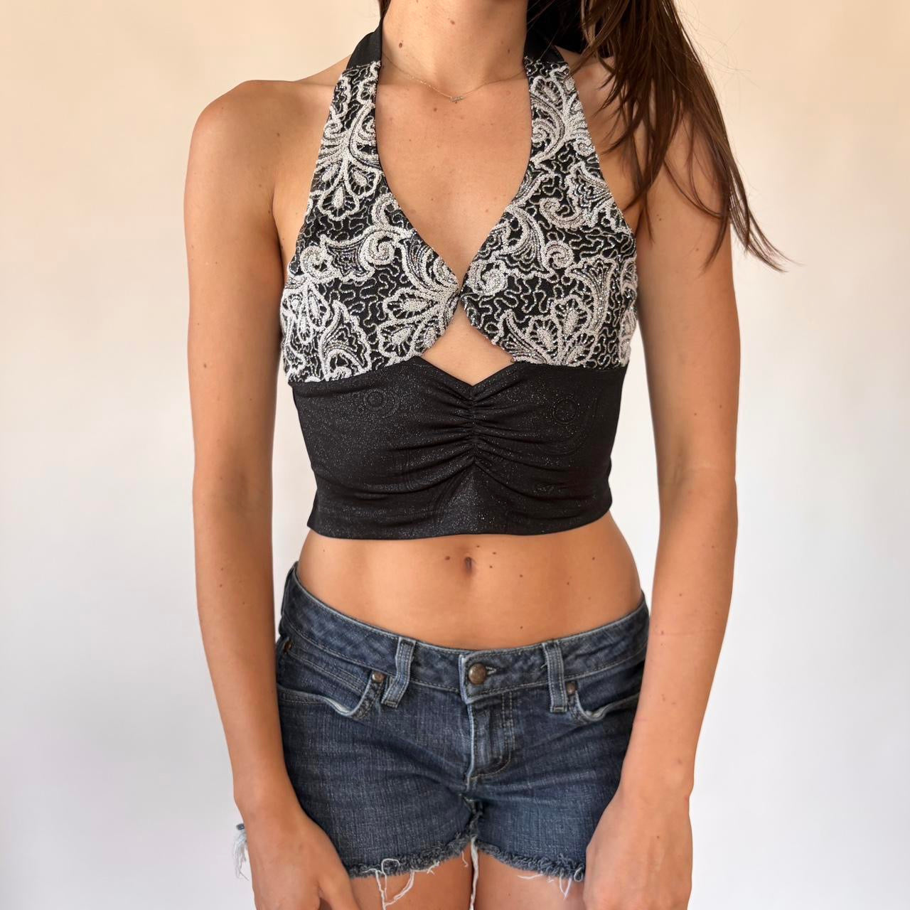 Y2K Beaded Backless Halter (S)