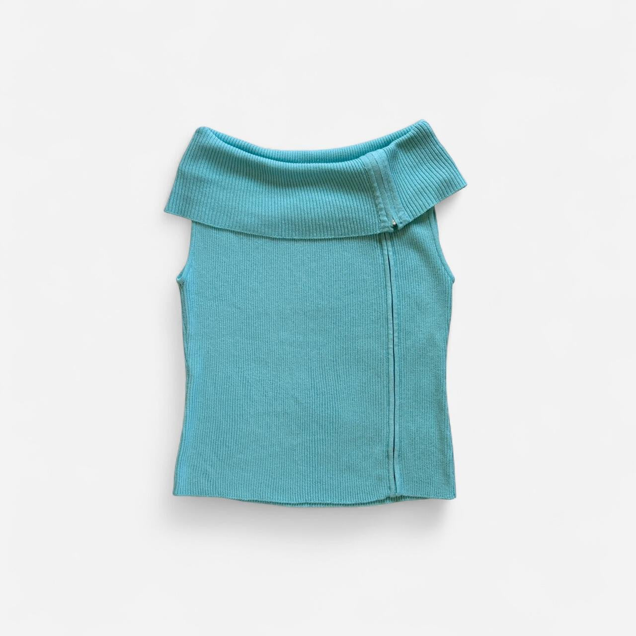 90s Aqua Rollover Top (M-1X)