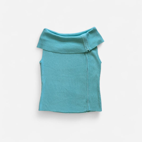 90s Aqua Rollover Top (M-1X)