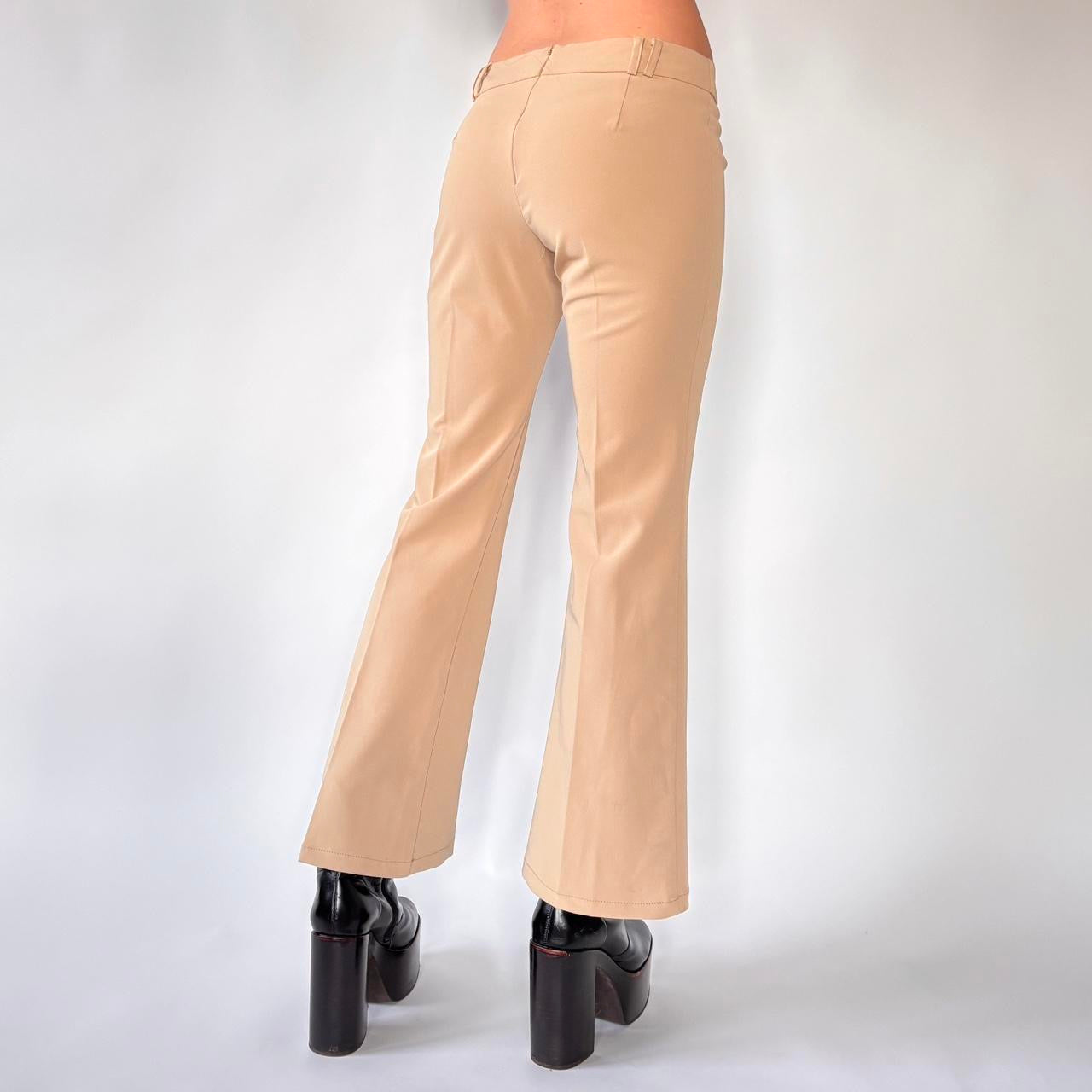 Y2K Nude Flare Trousers (XS)