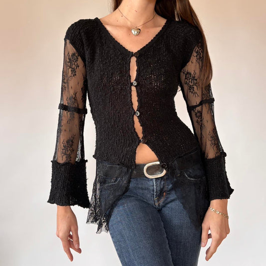 Surrealist Knit & Lace Cardigan (S)