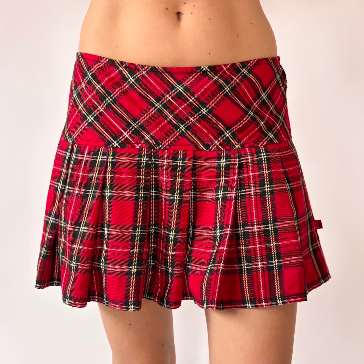Y2K Pleated Plaid Mini Skirt (S)