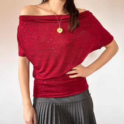 Y2K Crimson Slouchy Top (S/M)