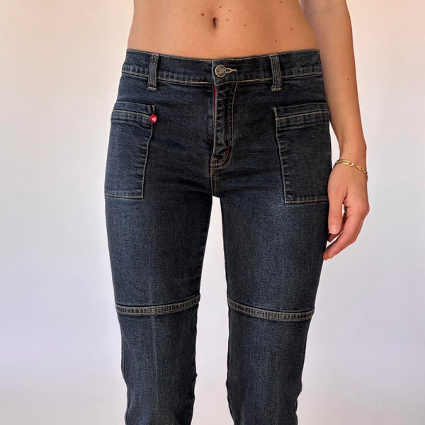 Y2K Paneled Flare Jeans (XS/S)