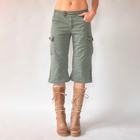 Y2K Olive Cargo Capris (XS/S)