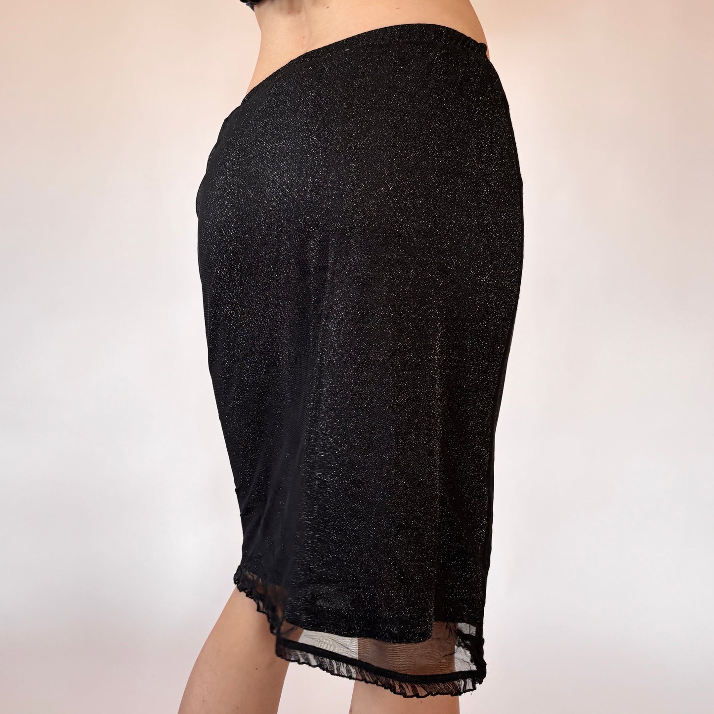 90s Glitter Mesh Midi Skirt (XS/S)