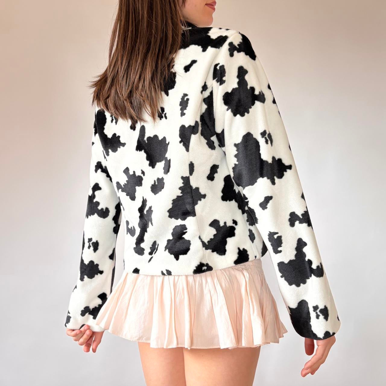 90s Fuzzy Cow Print Jacket (M)
