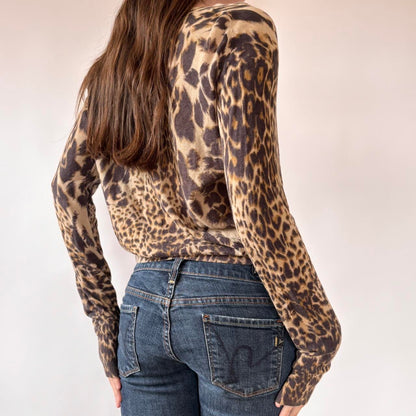 Y2K Moda International Leopard Cardigan (M)