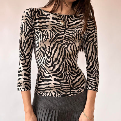 Y2K Animal Print Top (S/M)