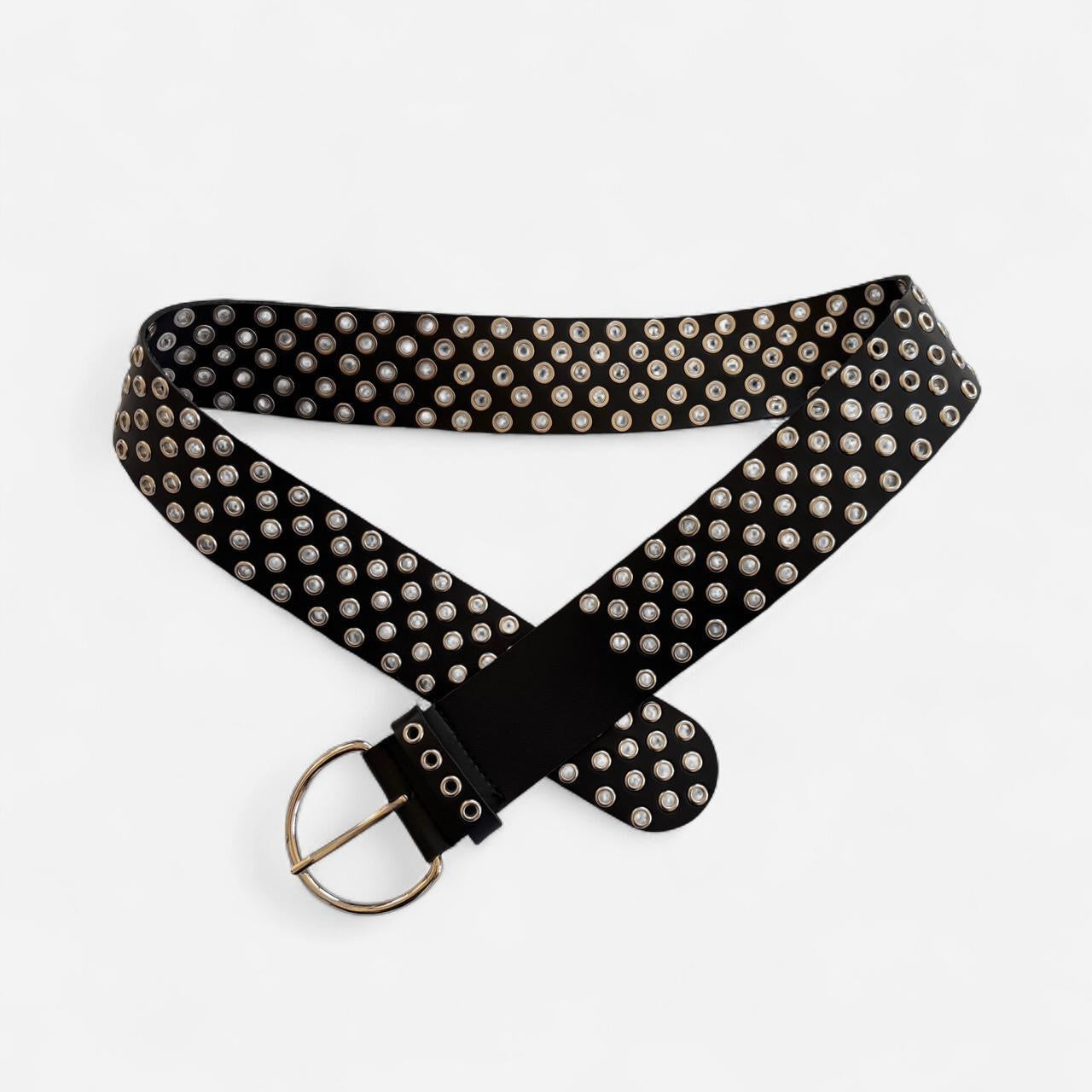 Faux Leather Grommet Belt