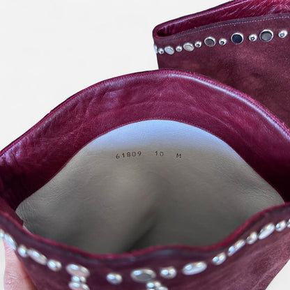 80s Italian Burgundy Studded Boots (10)