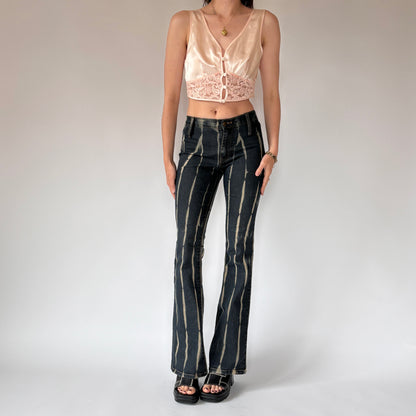 Y2K Bleach Striped Jeans (XS)