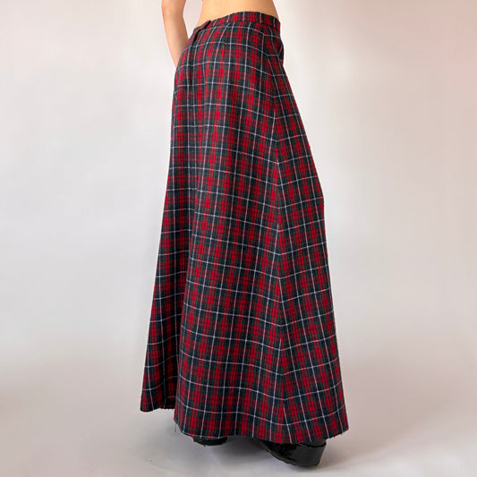70s Plaid Maxi Skirt (S)