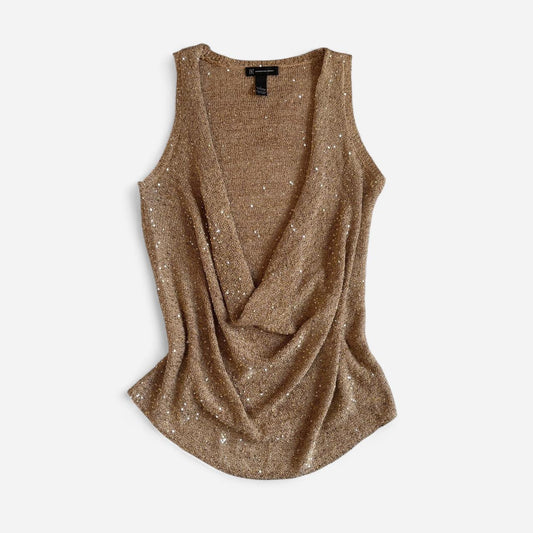 Y2K Plunging Neckline Sequin Top (L-1X)