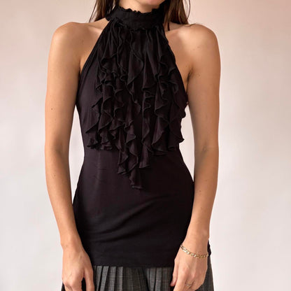 Y2K Ruffly Halter Top (M)