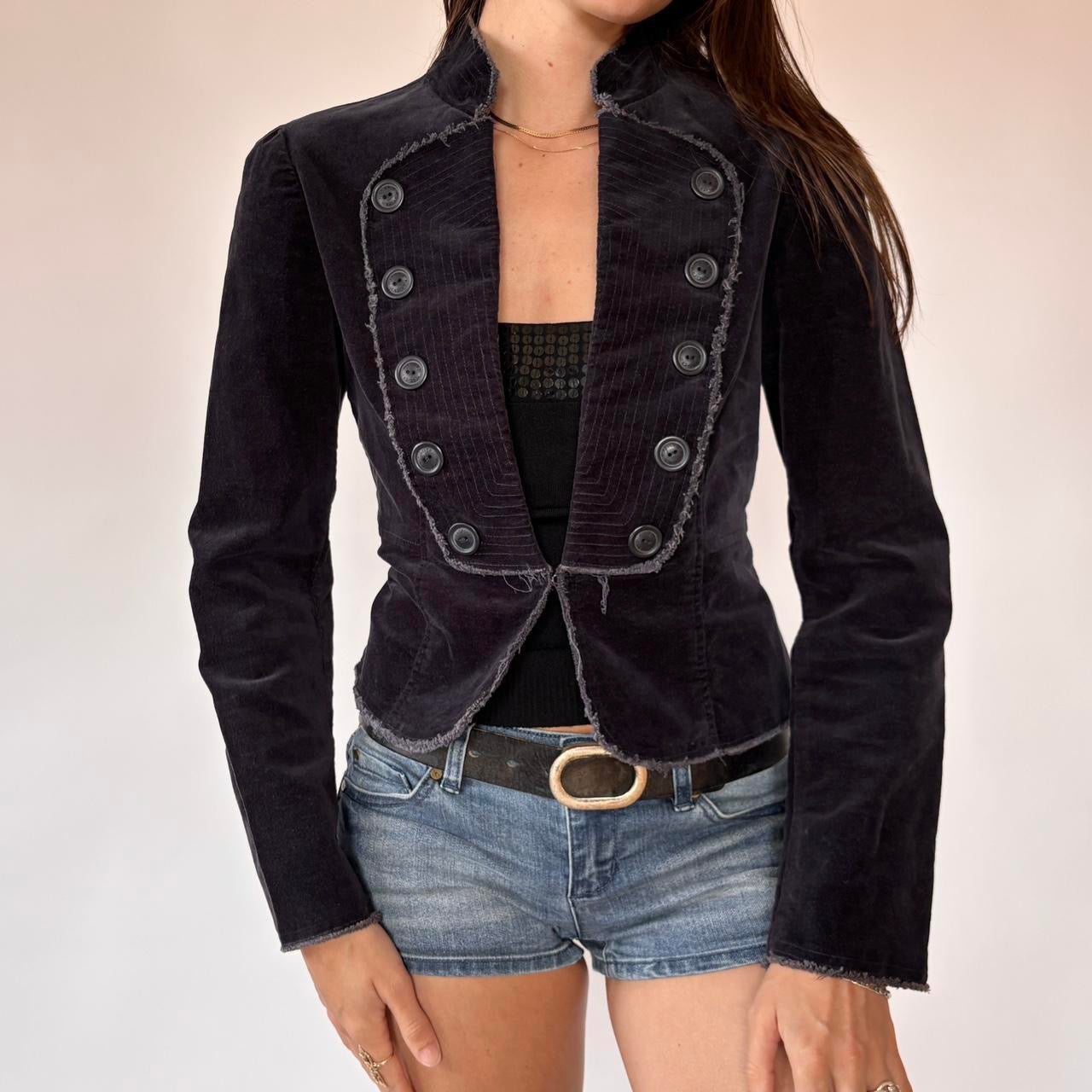 00s Velvet Military Style Jacket (S/M)