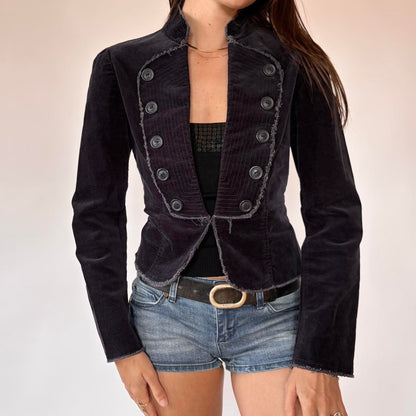 00s Velvet Military Style Jacket (S/M)