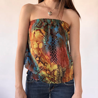 Y2K Snakeskin Tube Top (M)