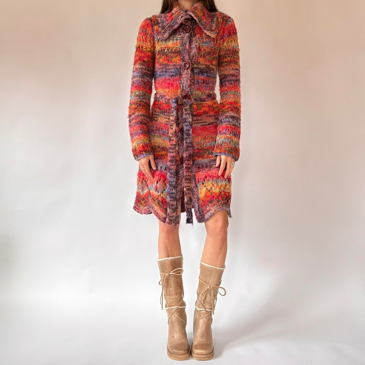 Y2K Chunky Knit Duster Cardigan (S)