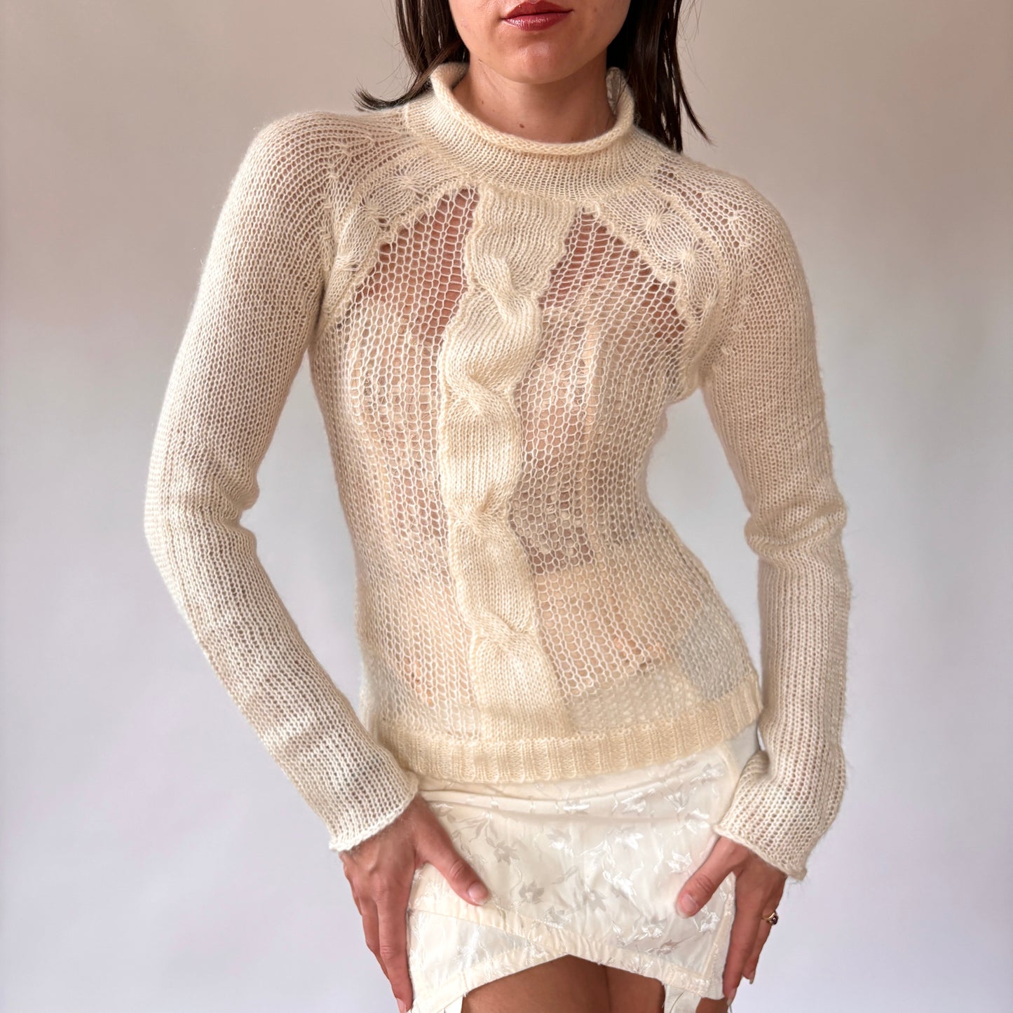 DKNY Cream Knit Pullover (S/M)