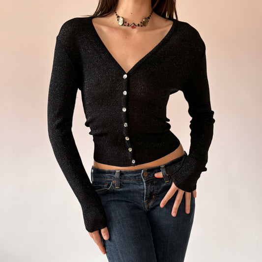 90s Noir Glitter Cardigan (S)