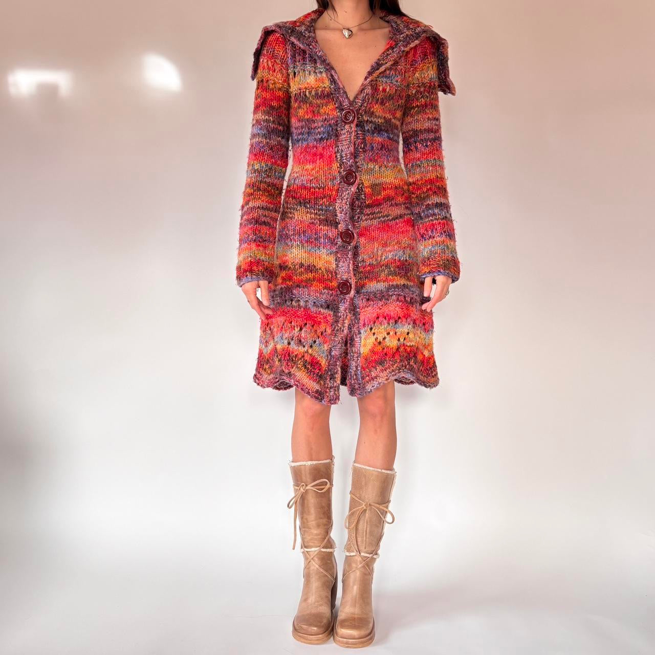 Y2K Chunky Knit Duster Cardigan (S)