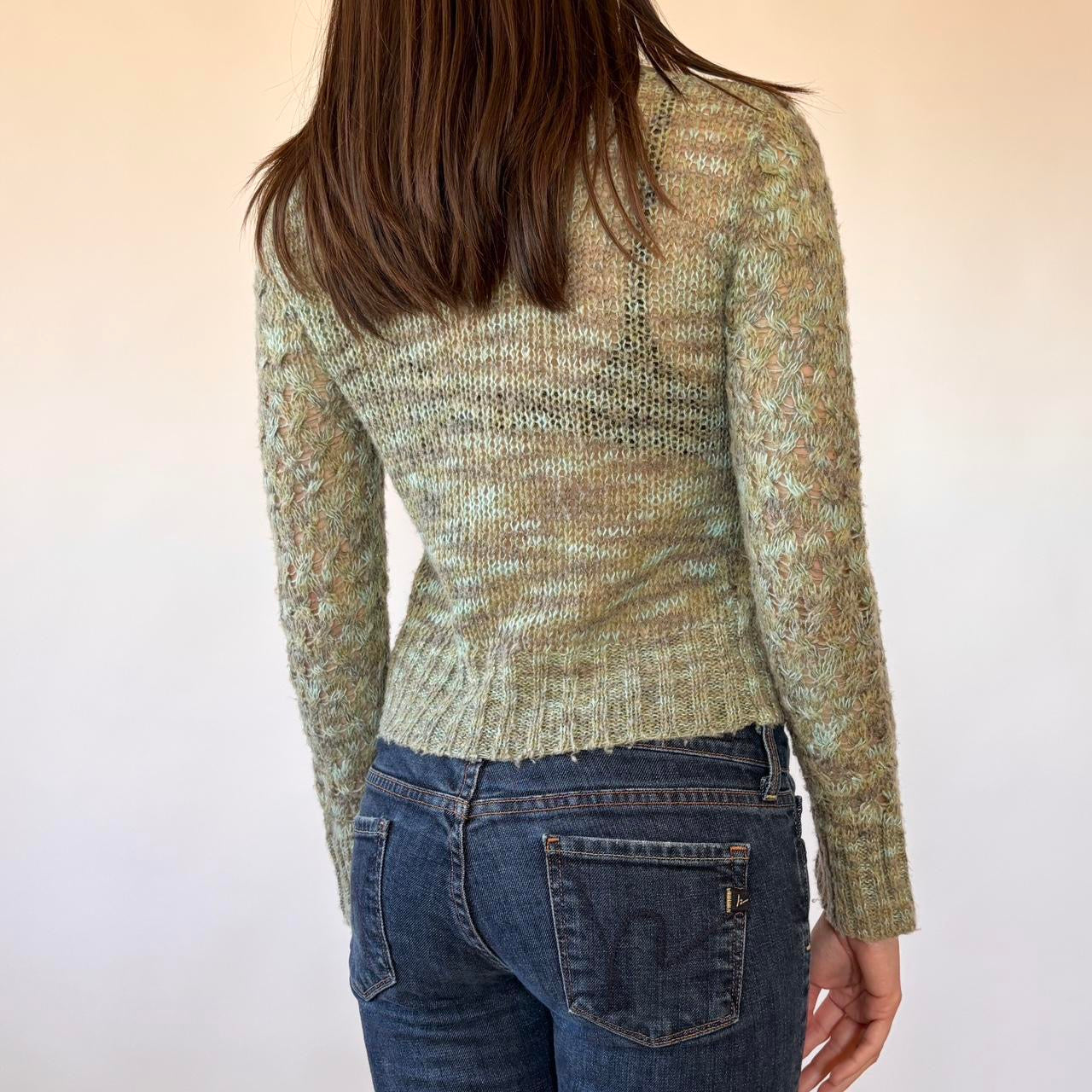 2000s Pistachio Knit Cardigan (XS)