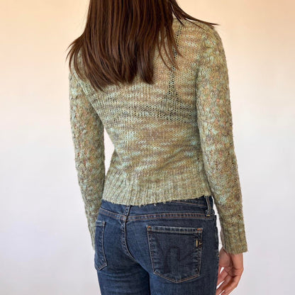 2000s Pistachio Knit Cardigan (XS)