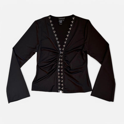 2000s Noir Hook & Eye Top (S)