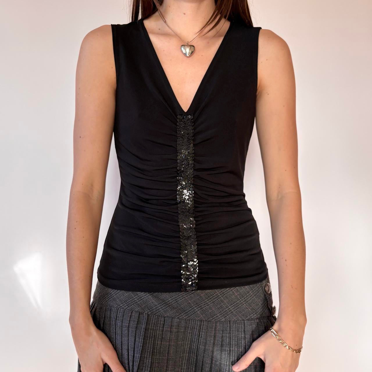 Y2K Ruched Sequin Top (M)