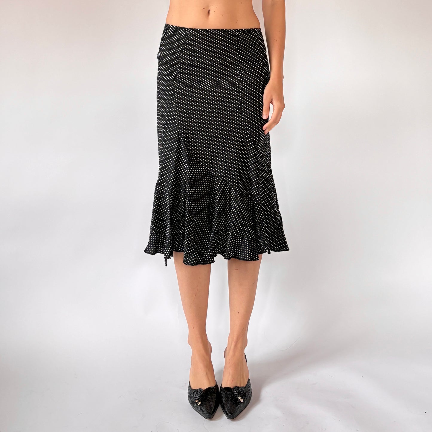 2000s Flirty Polka Dot Midi Skirt (XS)
