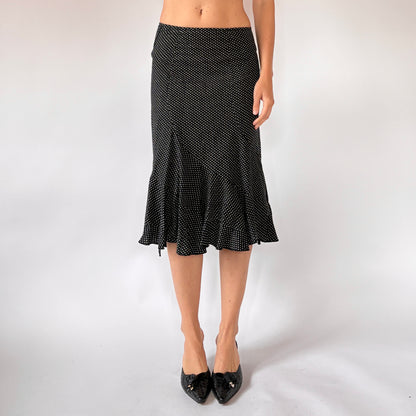 2000s Flirty Polka Dot Midi Skirt (XS)
